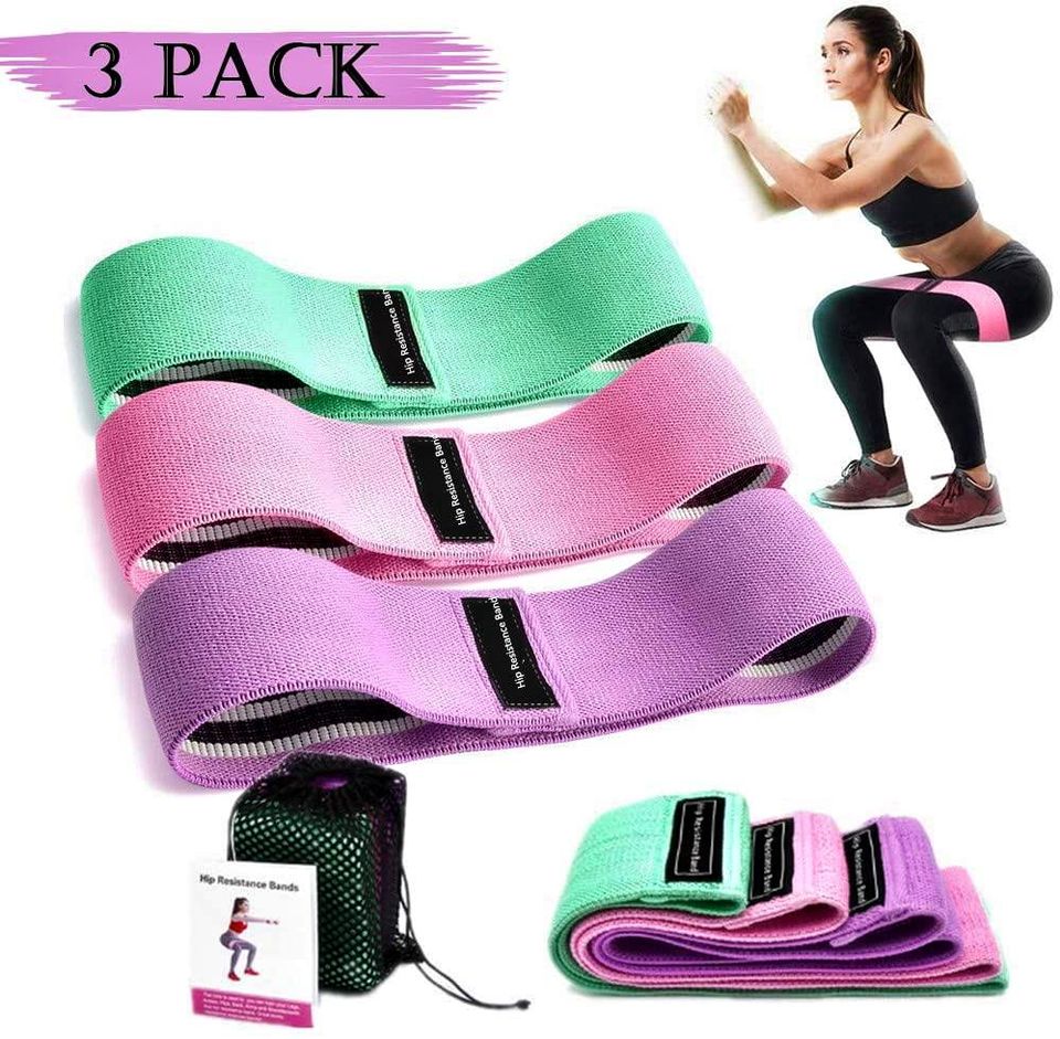 Tienda deportiva accesorios para complementar tus ejercicios en cualquier lugar con 3 bandas elasticas en tela con diferentes resistencias para trabajar varias zonas del cuerpo