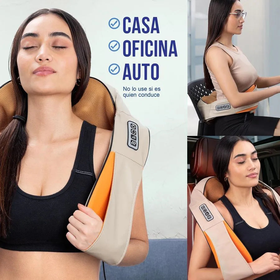 Masajeador muscular cervical de cuello hombros y espalda para usar facil en casa oficina auto y cualquier lugar