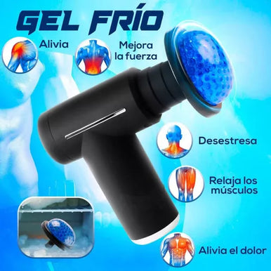 Pistola masajeador muscular 6 en 1 6 niveles de velocidad Terapia fria gel frio