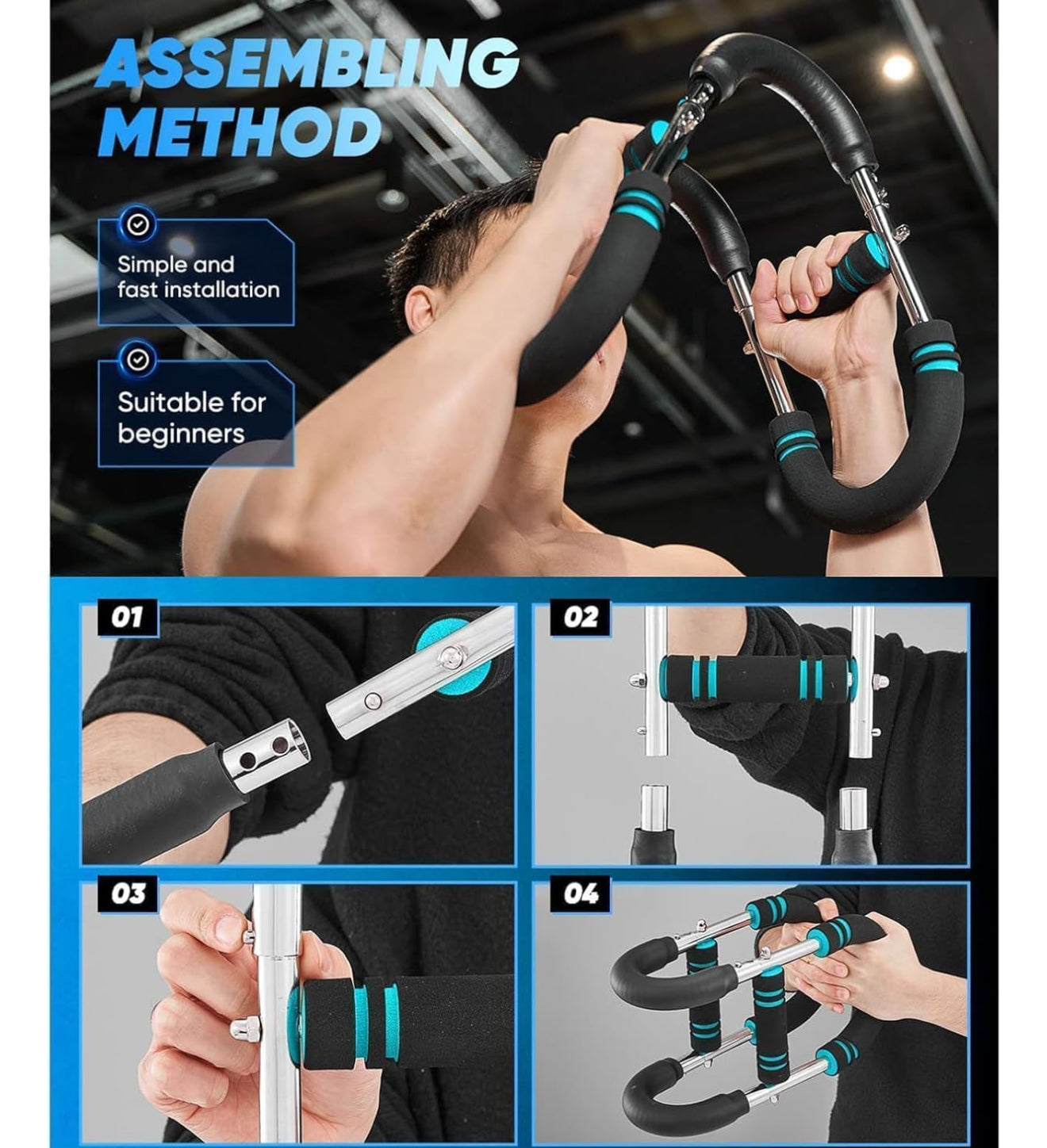 Barra de ejercicio portátil y ajustable para entrenamiento de fuerza en casa