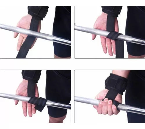 Straps de levantamiento para pesas con soporte de neopreno. Mejora tu agarre y levanta más peso en peso muerto, dominadas y entrenamientos de fuerza.