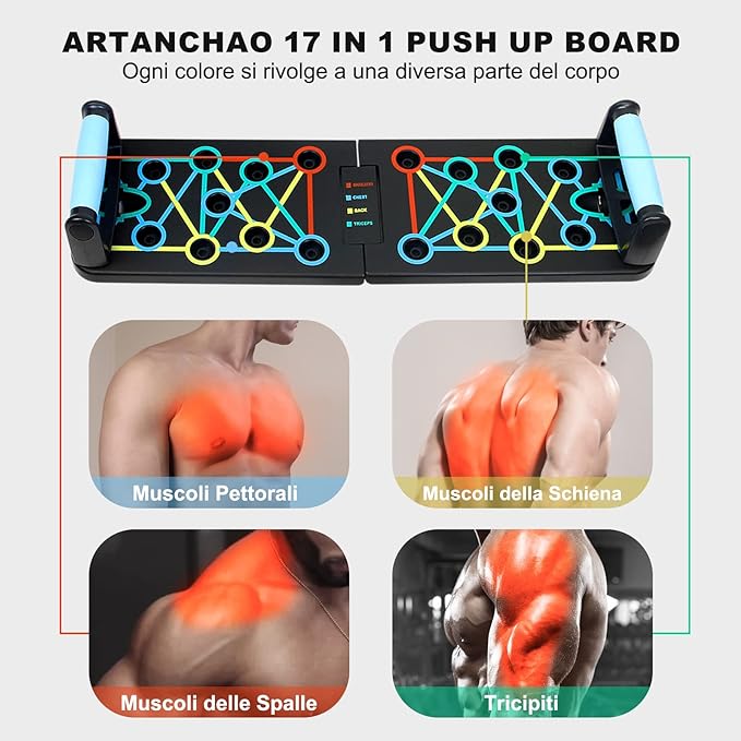 Tabla de flexiones 17 en 1 push up ideal para hombros, pecho, brazos, triceps y toda el tren superior entrena en cualquier lugar