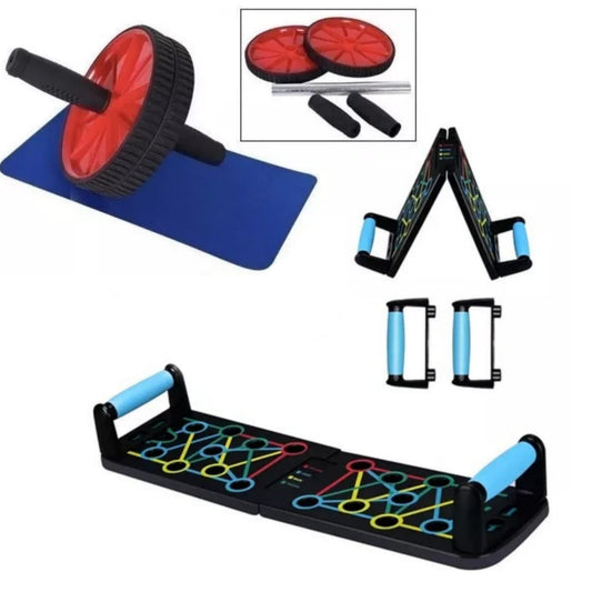 Tabla de flexiones de pecho y rueda abdominal ideales para entrenar en cualquier lugar, lleva tus entrenamientos a otro nivel rueda para entrenamiento de core y zona media y tabla ideal para todo el tren superior